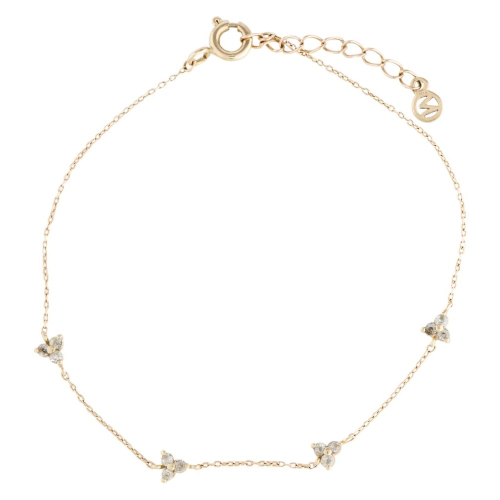 Mejuri 14k Gold Mini Lotus Bracelet White Sapphires